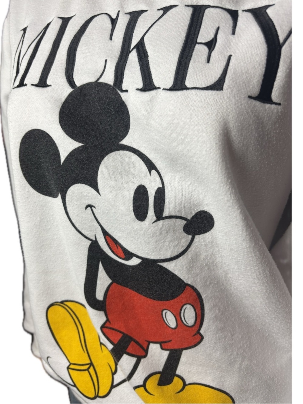Disney White Crewneck Sweatshirt with Mickey Graphic Embroidered MICKEY - Picture 7 of 9